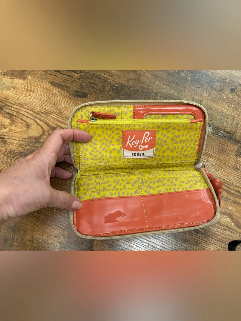 Fossil Floral Zip Wallet in Yellow, Orange, Brown and Black